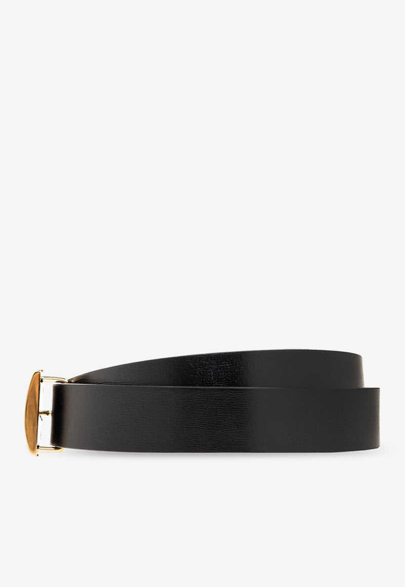 Salvatore Ferragamo Gancini Buckle Reversible Leather Belt Black 230312 DONNA H 25 771841-NERO