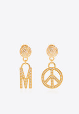 Moschino Mismatched Crystal Embellished Drop Earrings Gold 24171 A9169 8434-1606