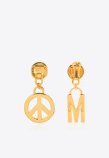 Moschino Mismatched Crystal Embellished Drop Earrings Gold 24171 A9169 8434-1606