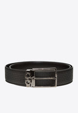 Salvatore Ferragamo Gancini Buckle Leather Belt Black 67A037 DOUBLE ADJUS 718382-NERO