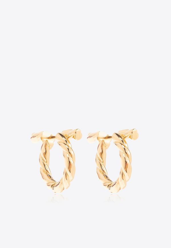 Salvatore Ferragamo Signature Logo Braided Earrings Gold 760711 EAR TORCHBIG 770542-ORO