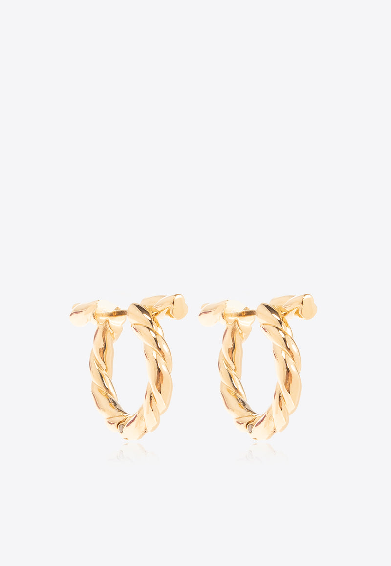 Salvatore Ferragamo Signature Logo Braided Earrings Gold 760711 EAR TORCHBIG 770542-ORO