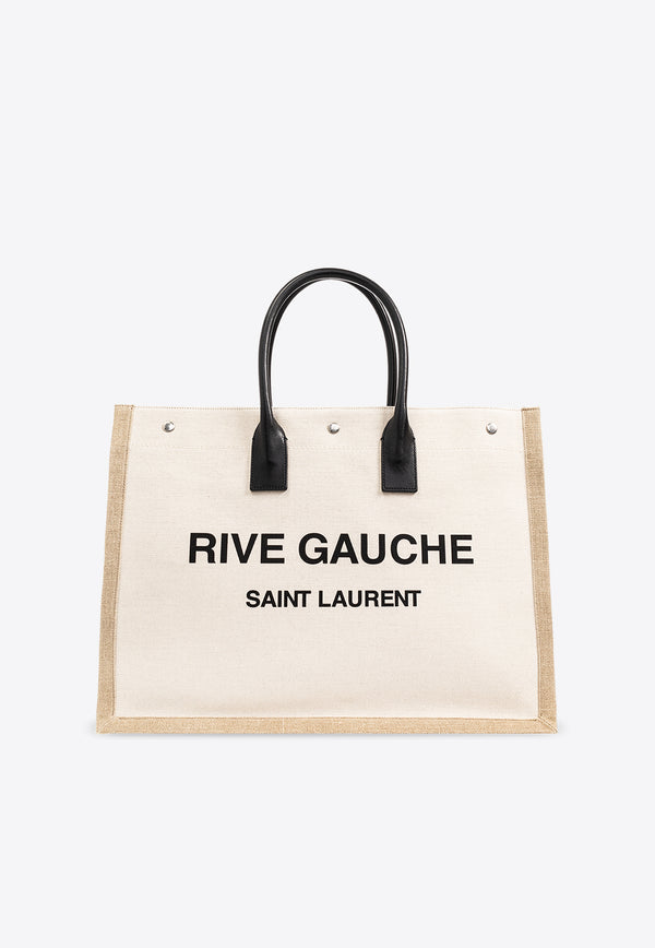 Saint Laurent Rive Gauche Leather Tote Bag Beige 509415 FAAVU-9054