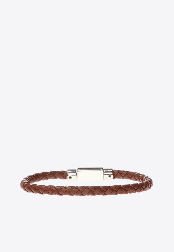 Salvatore Ferragamo Gancini Braided Bracelet 773540 BR RECORD 1L 675939-BR PELLE BARKBRO PLD