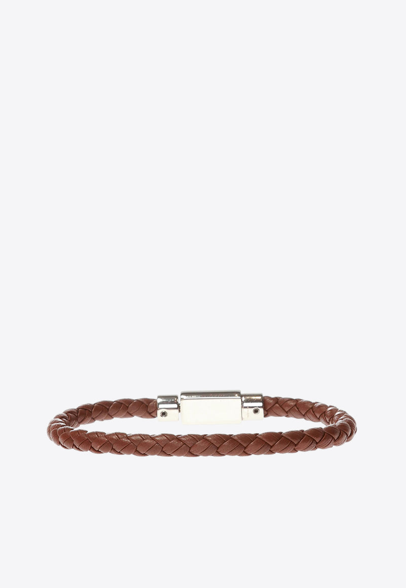 Salvatore Ferragamo Gancini Braided Bracelet 773540 BR RECORD 1L 675939-BR PELLE BARKBRO PLD