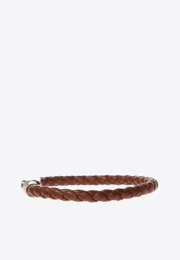 Salvatore Ferragamo Gancini Braided Bracelet 773540 BR RECORD 1L 675939-BR PELLE BARKBRO PLD