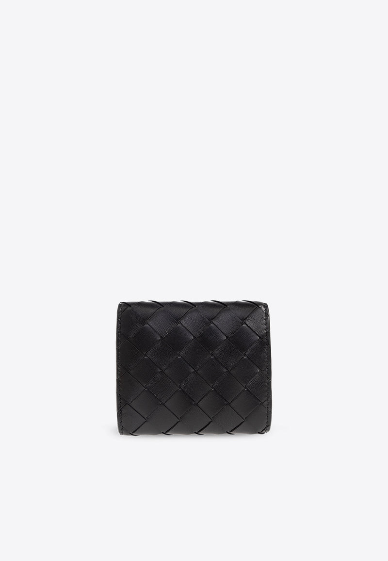 Bottega Veneta Intrecciato Leather Tri-Fold Wallet Black 776033 VCPP2-8425