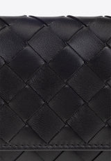 Bottega Veneta Intrecciato Leather Tri-Fold Wallet Black 776033 VCPP2-8425