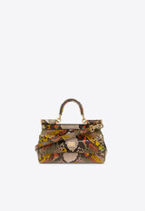 Dolce & Gabbana Small Sicily Top Handle Bag in Python Skin Leather Multicolor BB7116 A2Y64-8S833