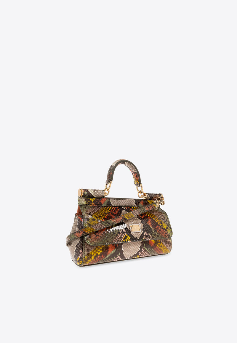 Dolce & Gabbana Small Sicily Top Handle Bag in Python Skin Leather Multicolor BB7116 A2Y64-8S833