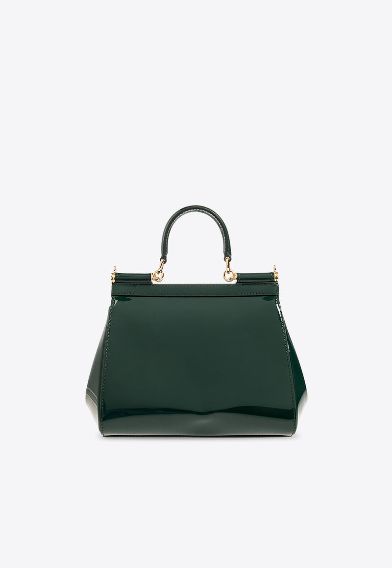 Dolce & Gabbana Medium Sicily Top Handle Bag in Patent Leather Green BB6003 A1471-89349