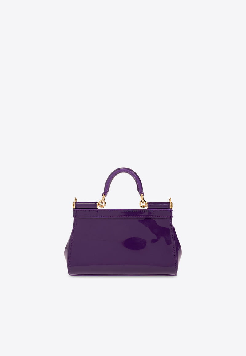 Dolce & Gabbana Small Sicily Top Handle Bag in Patent Leather Purple BB7116 A1471-87623