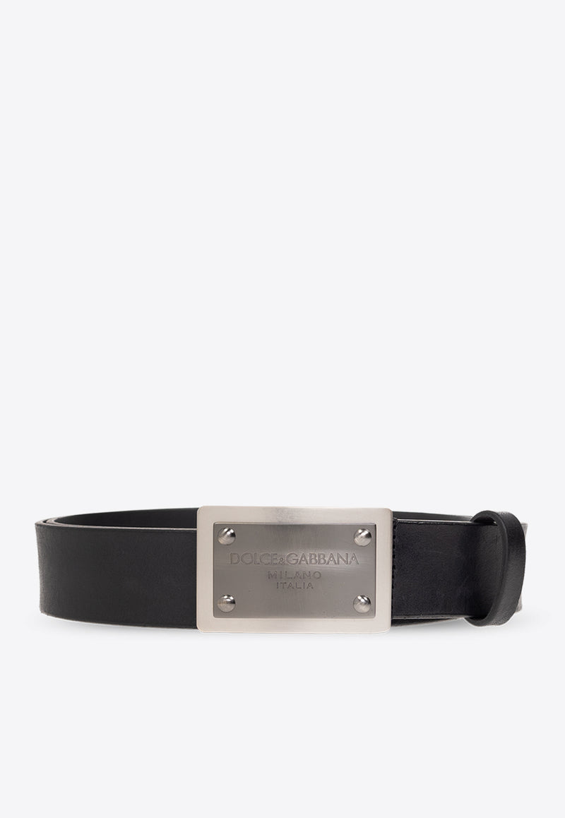 Dolce & Gabbana Logo Plaque Leather Belt Black BC4825 AO744-87653