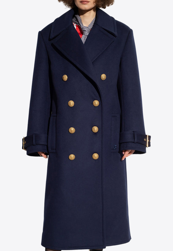 Balmain Double-Breasted Wool Coat Navy BF1UD095 WB72-6UC