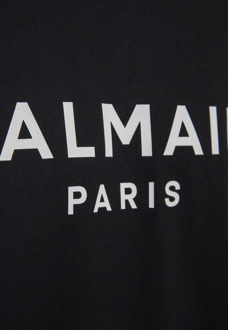 Balmain Logo Print Crewneck T-shirt Black BH0EG000 BB73-EAB