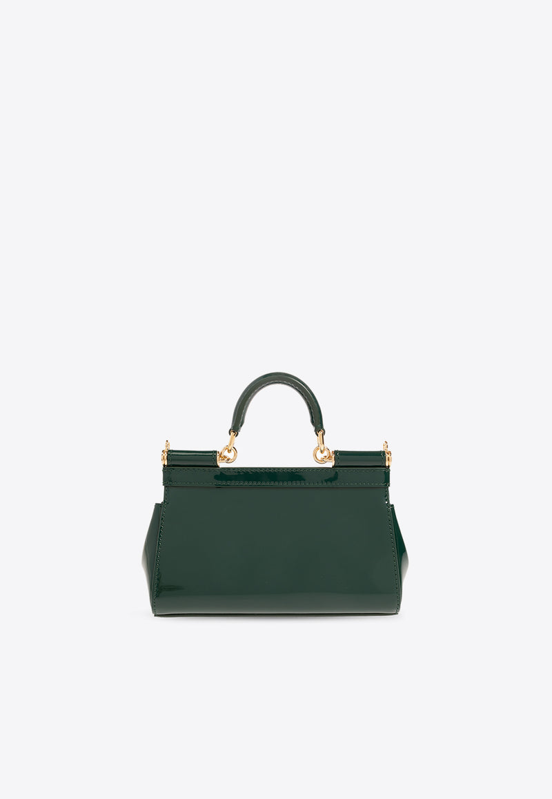 Dolce & Gabbana Small Sicily Top Handle Bag in Patent Leather Green BB7116 A1471-89349