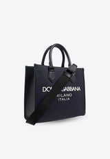 Dolce & Gabbana Logo Embossed Canvas Tote Bag Navy BM2272 AG182-8C653