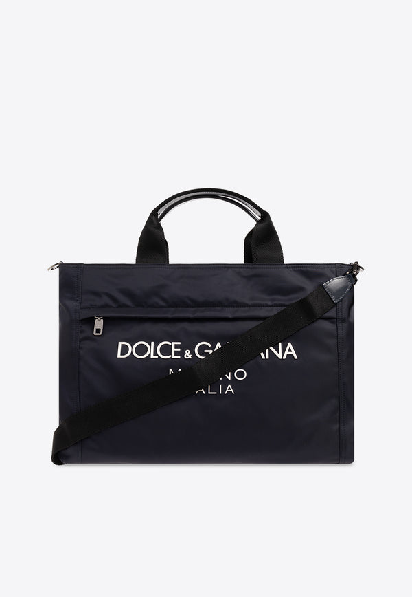 Dolce & Gabbana Logo Print Holdall Bag Navy BM2125 AG182-8C653