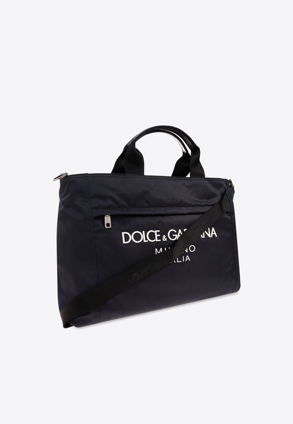 Dolce & Gabbana Logo Print Holdall Bag Navy BM2125 AG182-8C653