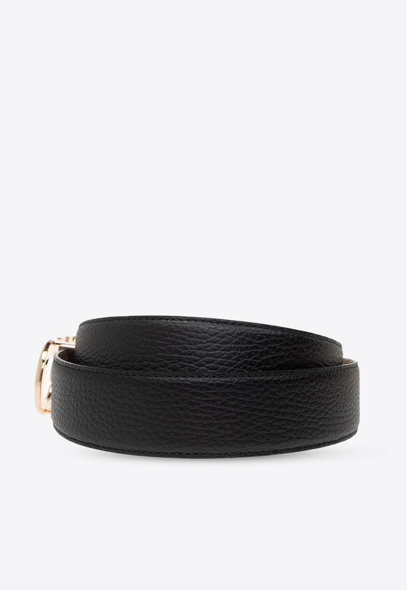 Salvatore Ferragamo Reversible Leather Gancini Belt Black 679710 DOUBLE ADJUS 764161-NERO