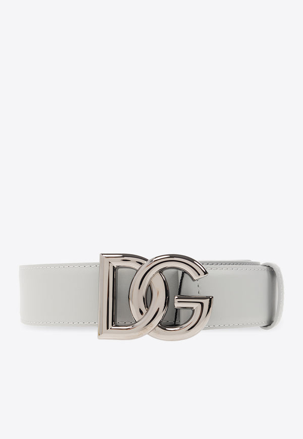 Dolce & Gabbana DG Logo Leather Belt Gray BC4693 AQ765-87079