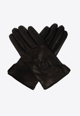 Dolce & Gabbana Embossed DG Logo Leather Gloves Black BG0169 AQ381-80999