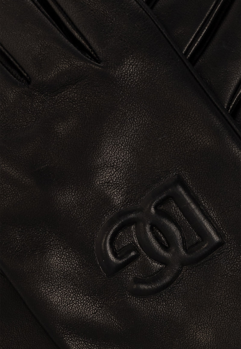 Dolce & Gabbana Embossed DG Logo Leather Gloves Black BG0169 AQ381-80999