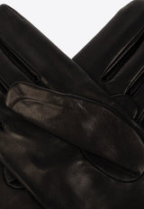 Dolce & Gabbana Embossed DG Logo Leather Gloves Black BG0169 AQ381-80999