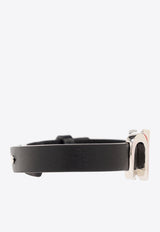 Salvatore Ferragamo Gancini Buckle Leather Bracelet Black 770340 BR GANPOP 771334-NERO PLD