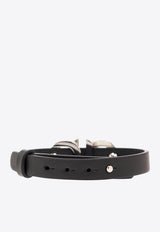 Salvatore Ferragamo Gancini Buckle Leather Bracelet Black 770340 BR GANPOP 771334-NERO PLD