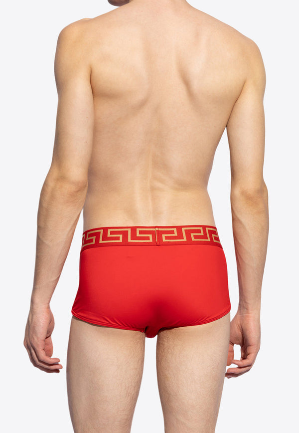 Versace Greca Print Swimming Briefs Red ABU01026 A232185-A9X2