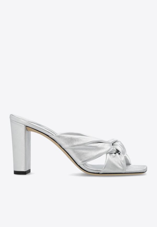 Jimmy Choo Avenue 85 Metallic Leather Mules Silver AVENUE 85 MNA-SILVER