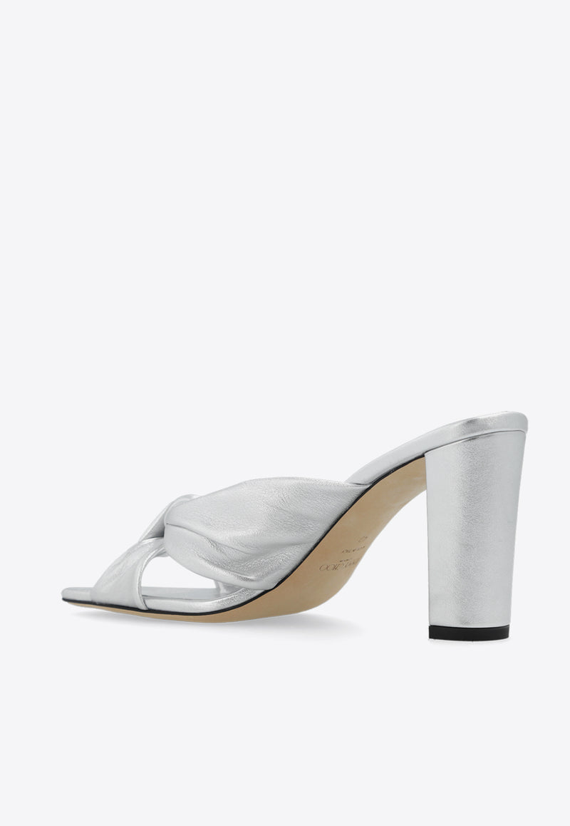 Jimmy Choo Avenue 85 Metallic Leather Mules Silver AVENUE 85 MNA-SILVER