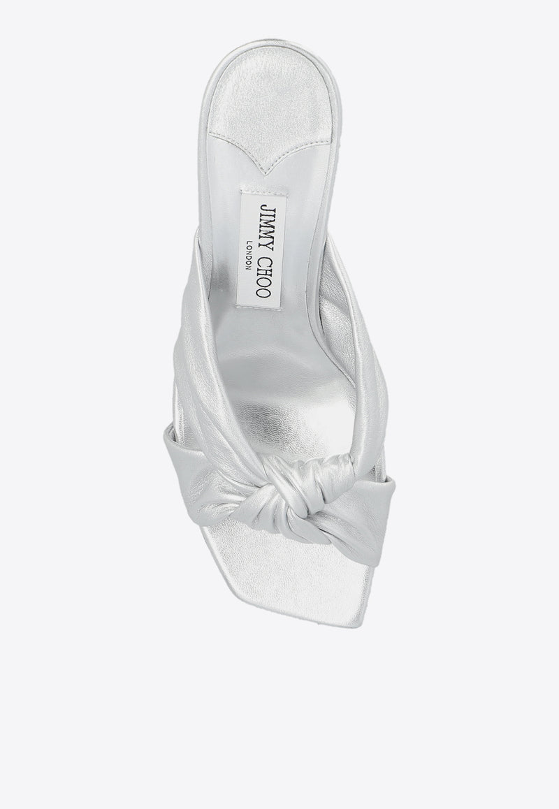 Jimmy Choo Avenue 85 Metallic Leather Mules Silver AVENUE 85 MNA-SILVER