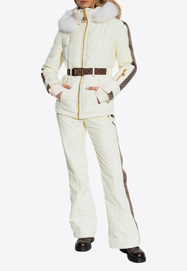 Balmain Logo Monogram Ski Pants Cream BF2PR030 XH66-GOZ