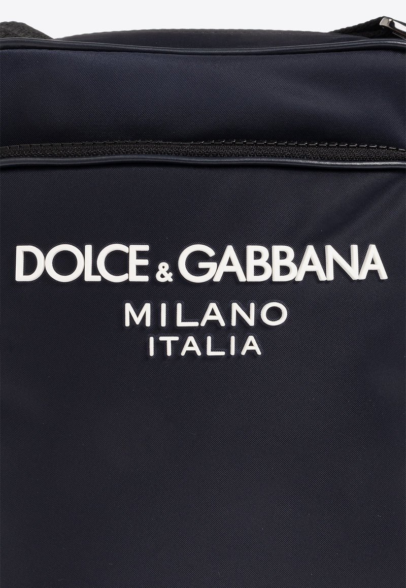 Dolce & Gabbana Logo Print Nylon Messenger Bags Navy BM2294 AG182-8C653