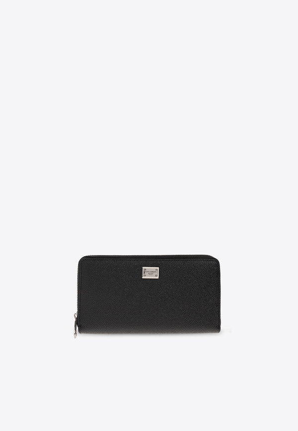 Dolce & Gabbana Logo Plaque Zip-Around Wallet Black BP1672 AG219-80999