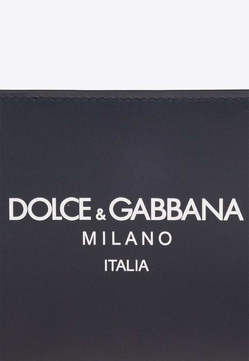 Dolce & Gabbana Logo Printed Calf Leather Wallet Navy BP1321 AN244-HBII7