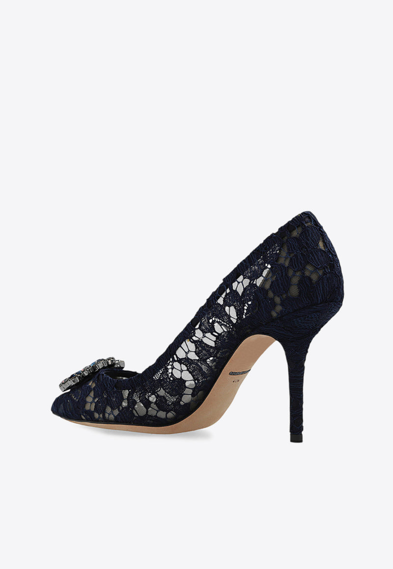 Dolce & Gabbana Bellucci 90 Guipure Lace Pumps Navy CD0101 AL198-80652