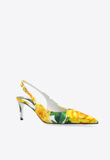 Dolce & Gabbana Lollo 60 Rose Print Slingback Pumps Multicolor CG0639 AS817-HA3VO