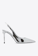 Dolce & Gabbana Lollo 105 Mirrored Leather Slingback Pumps Silver CG0621 AY828-80998