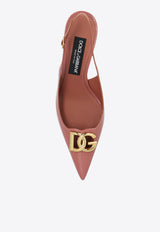 Dolce & Gabbana Lollo 60 Slingback Pumps in Polished Leather Pink CG0710 A1037-8H415