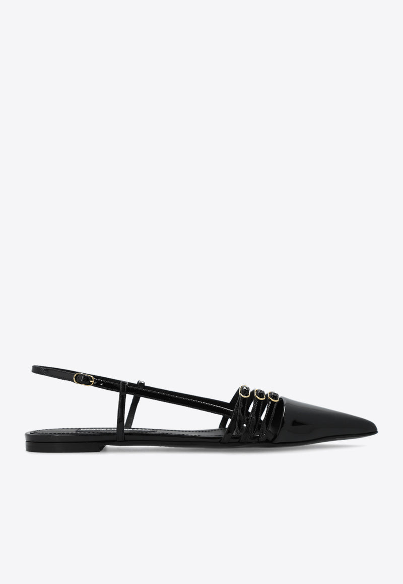 Dolce & Gabbana Lollo Slingback Flats in Patent Leather Black CG0719 A1471-80999