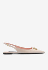 Dolce & Gabbana DG Logo Polished Leather Slingback Flats Pink CG0750 A1037-8L419