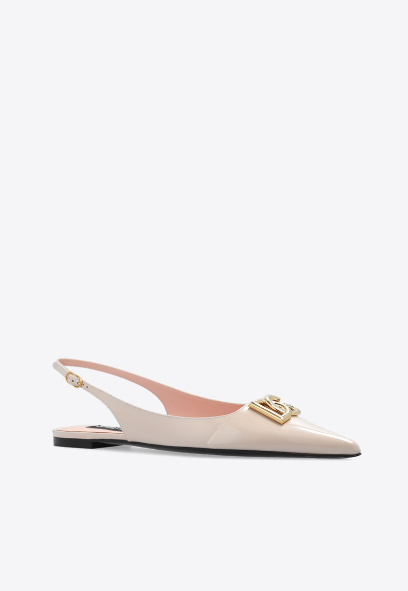 Dolce & Gabbana Lollo Slingback Flats in Polished Leather Pink CG0750 A1037-8L419