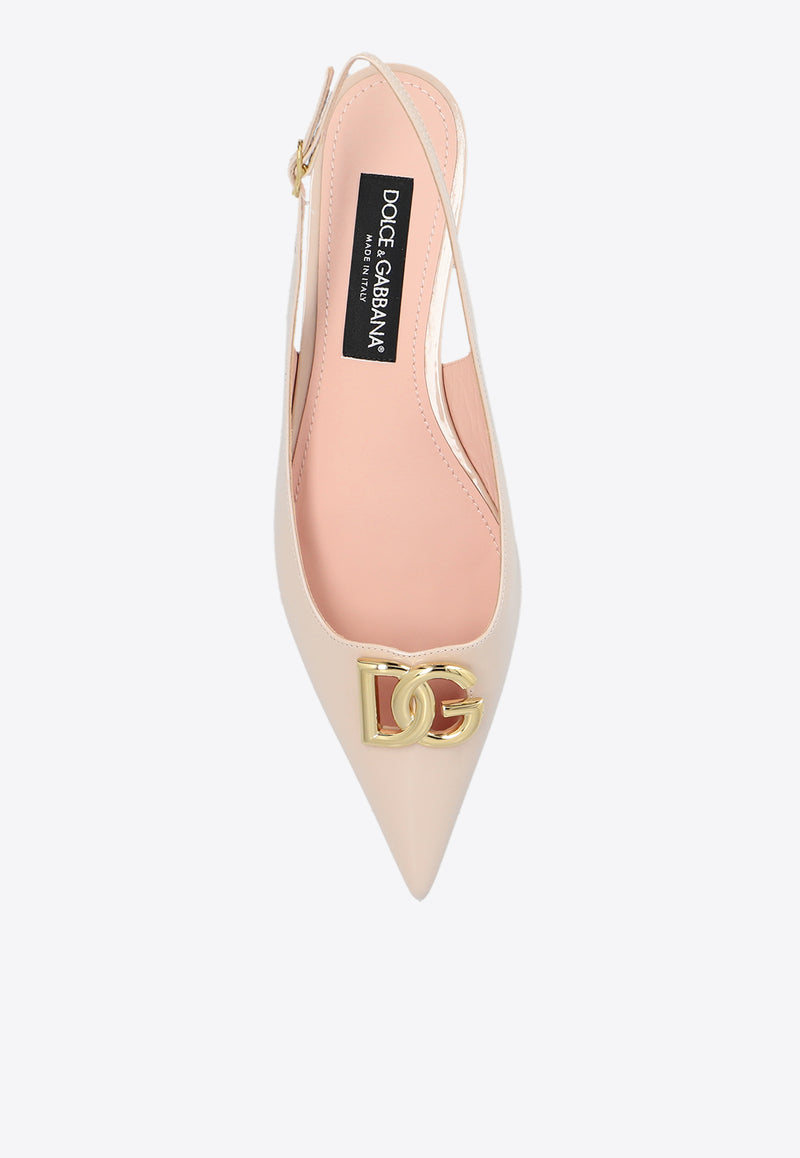 Dolce & Gabbana Lollo Slingback Flats in Polished Leather Pink CG0750 A1037-8L419