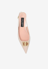 Dolce & Gabbana DG Logo Polished Leather Slingback Flats Pink CG0750 A1037-8L419