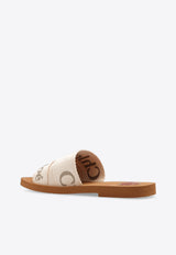 Chloé Woody Logo Print Slides Beige CHC23U188 EF-26Y