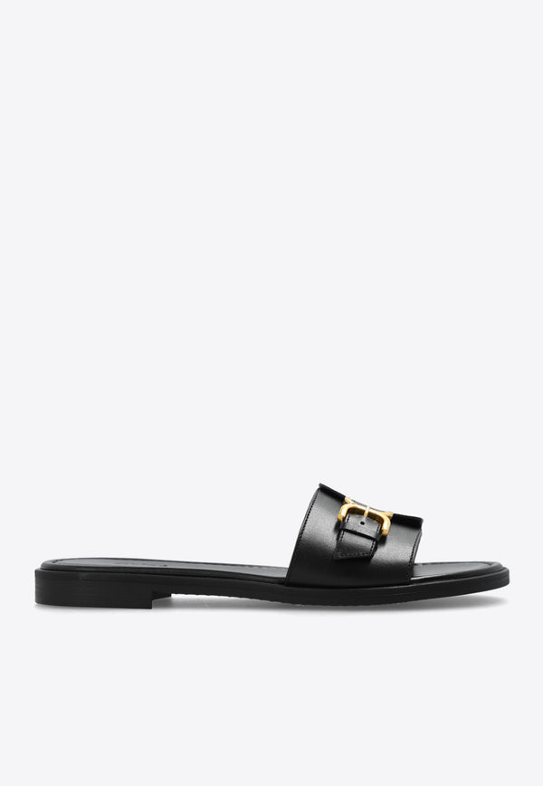 Chloé Marcie Leather Flat Sandals Black CHC24S00U H3-001