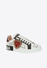 Dolce & Gabbana Portofino Embellished Low-Top Sneakers White CK1544 AZ138-HWT77